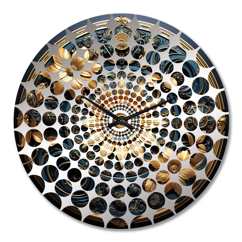 Horloge murale fleurs et or 3D, Grand