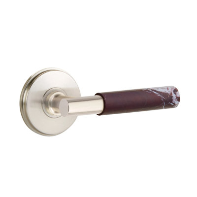 Mortaise intérieure Emtek Select Passage avec rosette Watford et tige en T, marbre Rosso Levanto