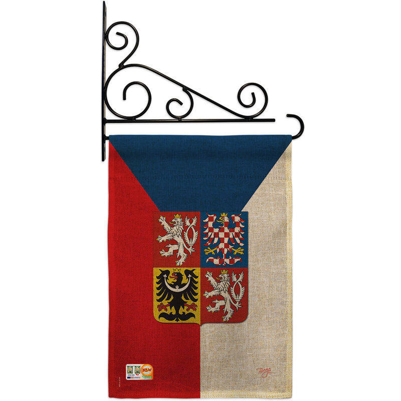 En toile jute à 2 côtés 19 po x l 13 po tchèque drapeau de jardin
