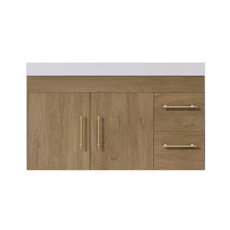 Lynard Spring 42" Wall-Mounted Single Bathroom Vanity Set, White Oak