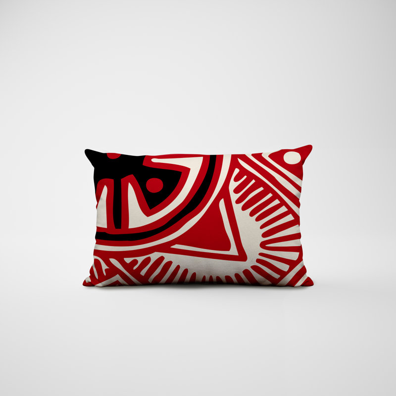 Polyester/Polyester Blend Lumbar Rectangular Indoor/Outdoor Pillow Cover & Insert, Red