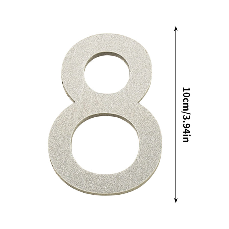 Plaques numériques argentées en acrylique de 10 cm pour un décor moderne et élégant, 5.12" H x 3.94" W, Silver