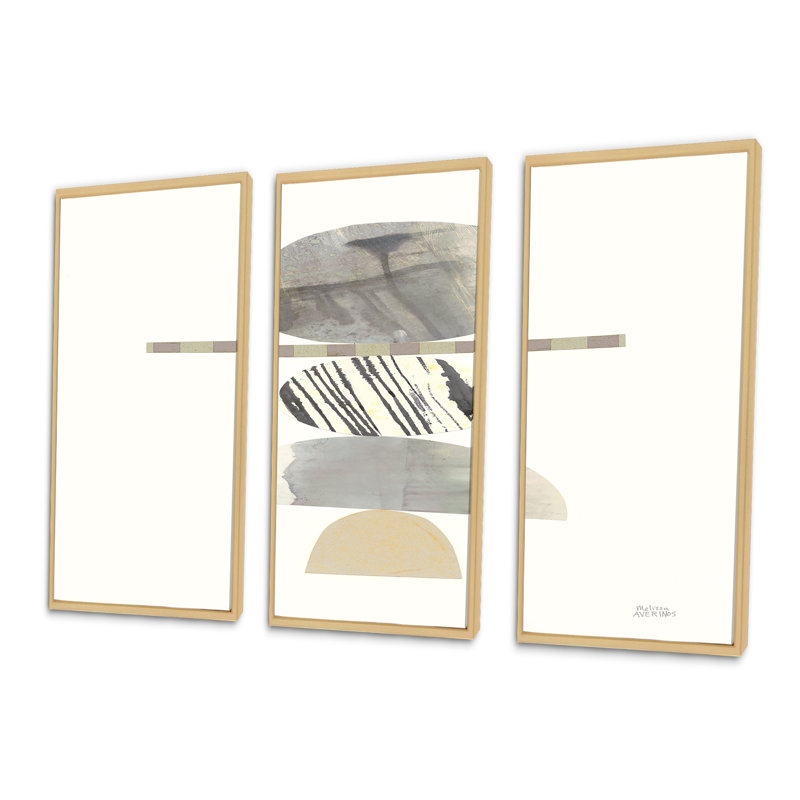 Ensemble de 3 encadrements géométriques neutres I - Shabby Elegance, H 20 po x l 36 po, Encadrement brun
