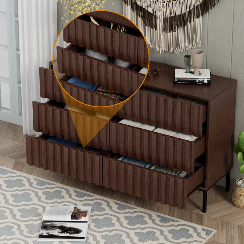 Sevyn 6 Drawer 47.2" W Double Dresser, Coffee