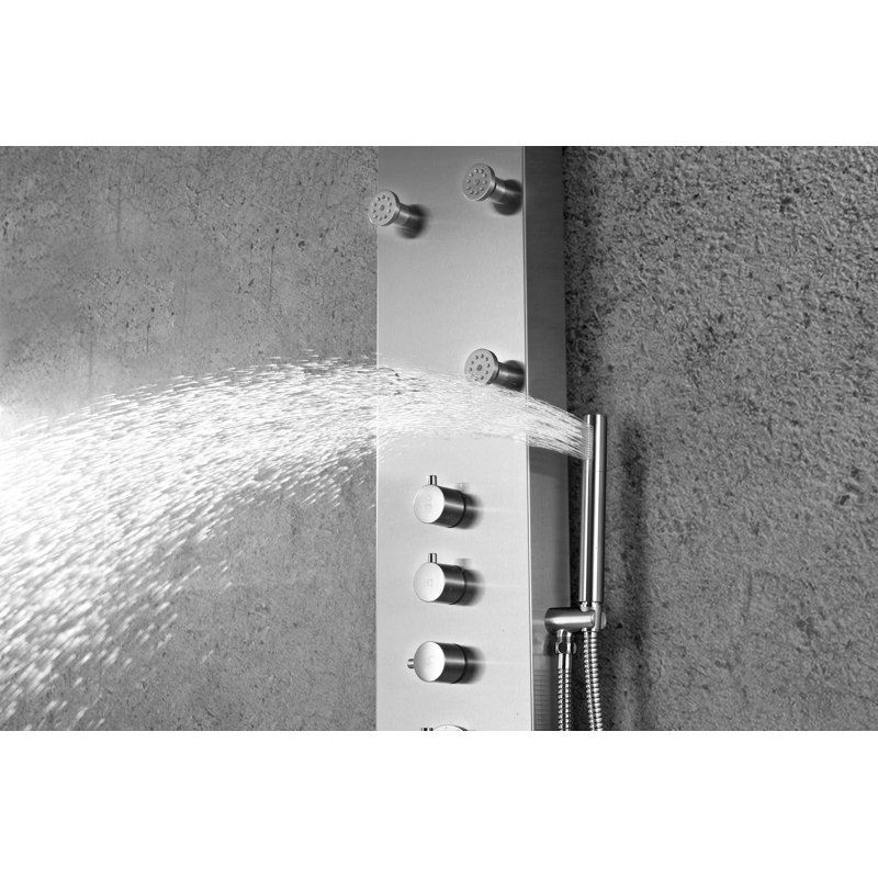 Fontan Brushed Steel 64" Shower Panel with Rainfall Head