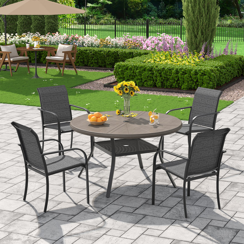 Ensemble repas d'extérieur en aluminium pour 4 personnes, Gris gris