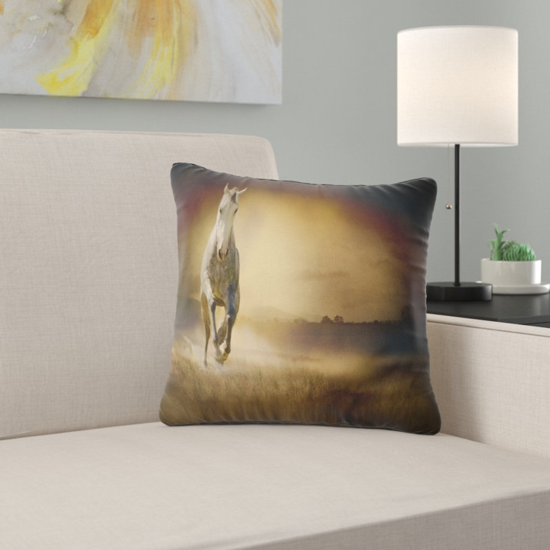 Oreiller galloping à l’oreiller de valley animal, 16 po x 1 po, Coussin décoratif