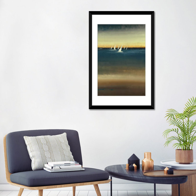 «Water's Edge I» par Lisa Ridgers - impression sur toile tendue, H 24 po x l 16 po x P 1 po, Papier beaux-arts encadré noir
