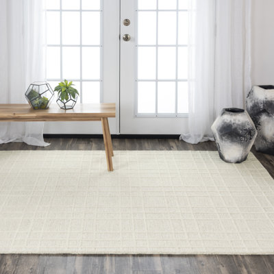 Tapis blanc en laine touffeté à la main Alec