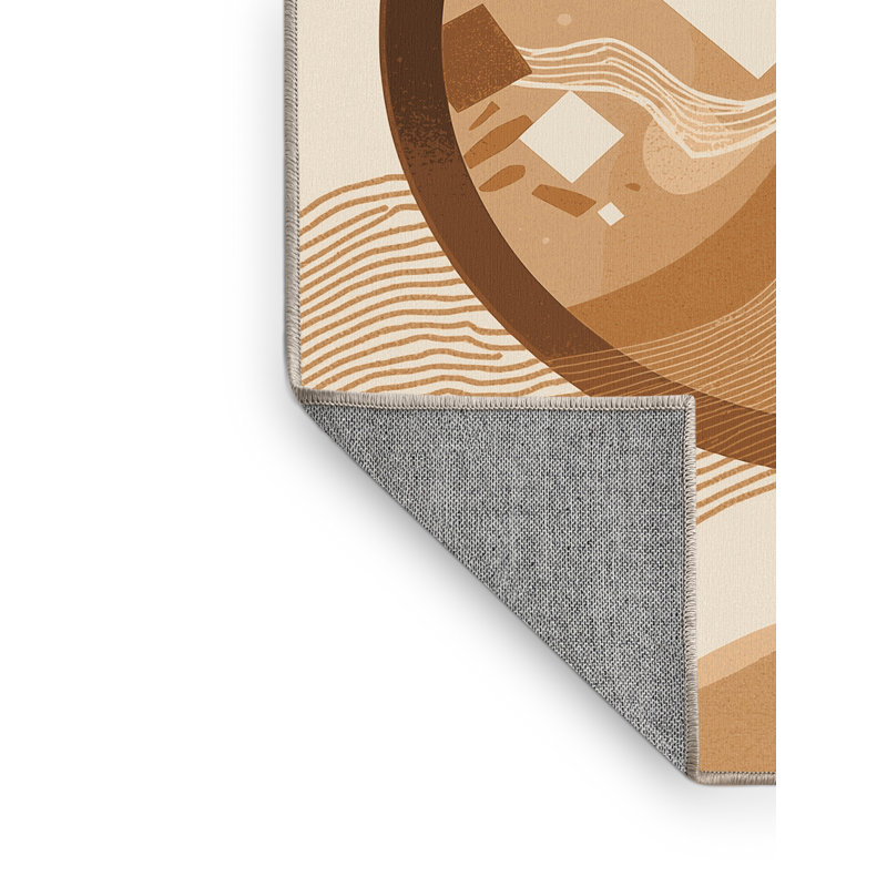 Machine Washable Kirkwood Miso Soup Modern Solid Color Rug in Brown – Beige Binding, 6x9