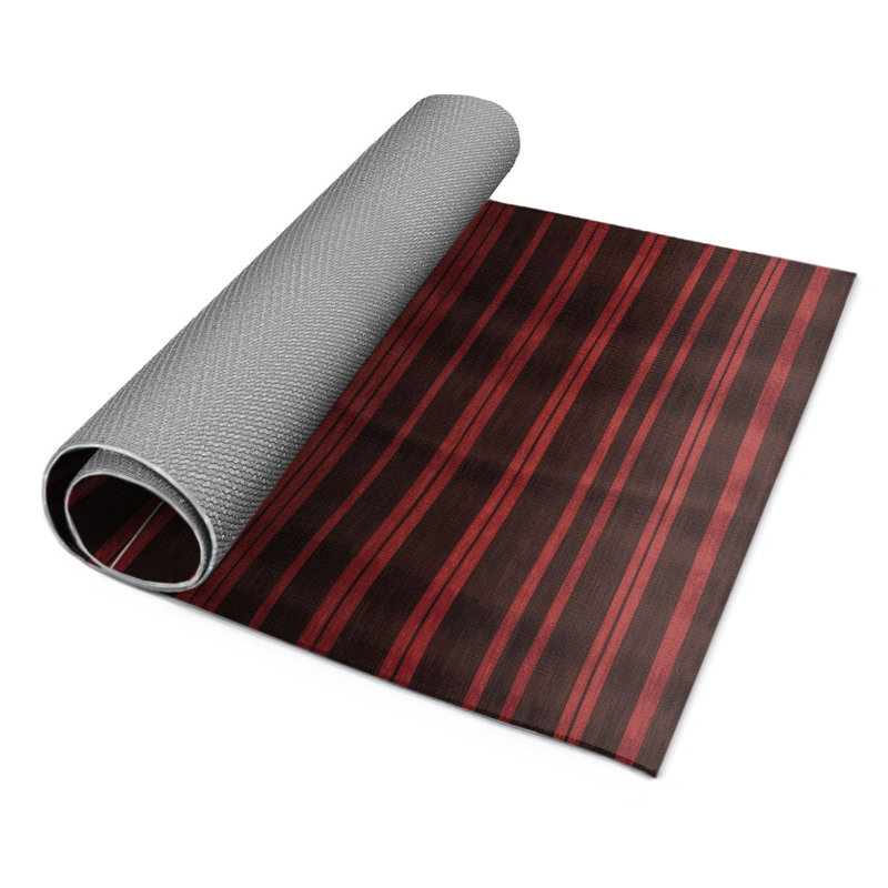 Tapis intérieur / extérieur noir HorizontalStripes, Rectangle 5 pi x 7 pi