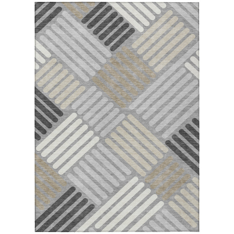 Machine Washable Indoor/Outdoor Skiljo ACN2339 Geometric Rug, Rectangle 2'6" x 3'10"