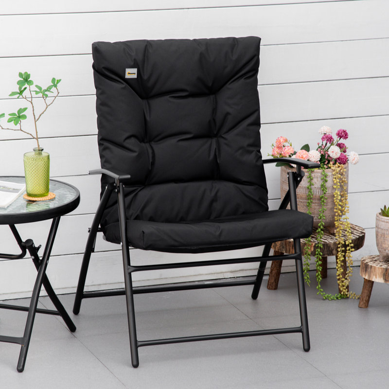 Méridienne d'extérieur pliable en tissu, Noir, noir, noir, noir