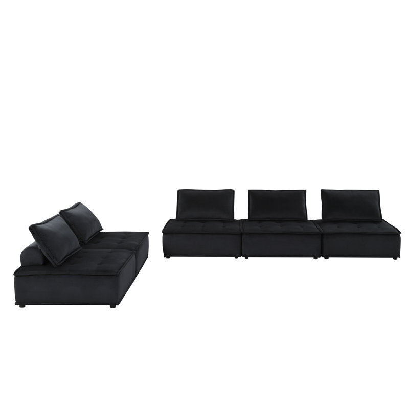 Canapé modulaire en velours noir 5 pièces Anna