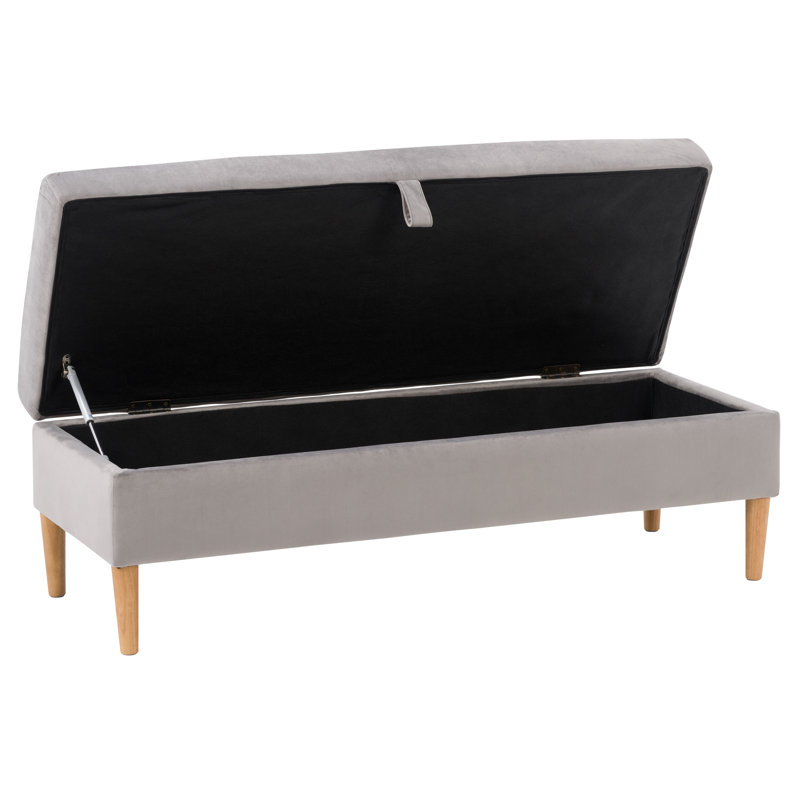 Banc de rangement à couvercle rabattable rembourré, Mélange de polyester gris clair