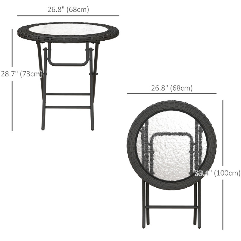Table de salle à manger en rotin pour restaurant L 26,75 po x l 26,75 po Mailiah