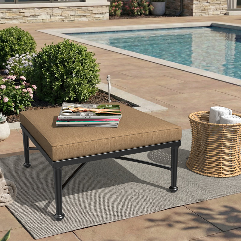 Sunbrella® Outdoor Ottoman Seat Cushion, 20" W x 22" D, Canvas Heather Beige