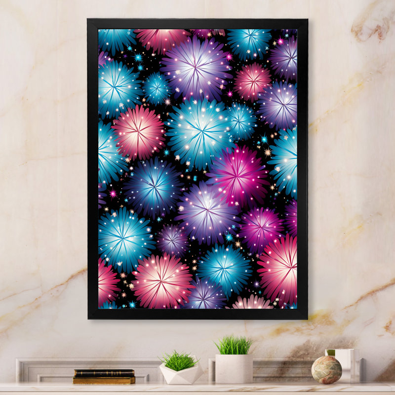 Feux d'artifice lumineux et symphonique, Cadre simple noir, H 44 po x l 34 po x P 1,5 po