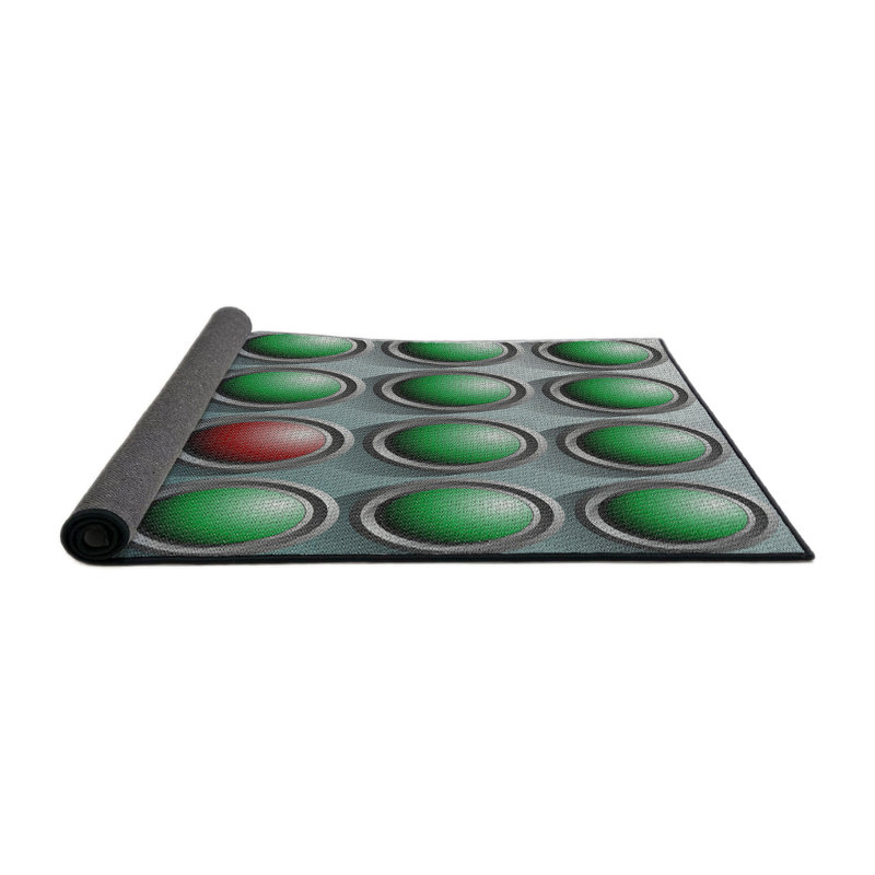 Tapis géométrique vert / gris, Carré 6 pi