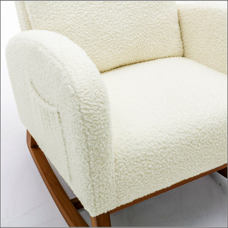 Chaise berçante confortable, Ourson blanc