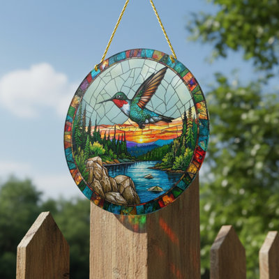 Vibrant Acrylic Hummingbird Suncatcher Window Hanging Gift Wall Art Indoor Outdoor Home Decor