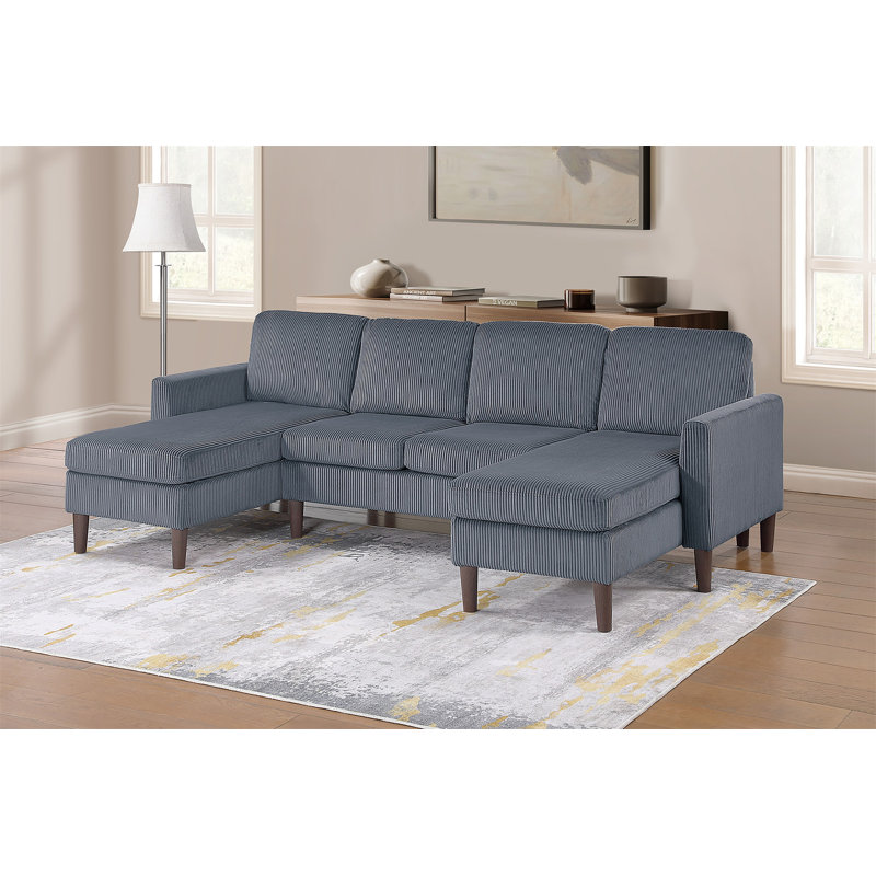 Ensemble de conversation modulaire 3 pièces RAF / LAF Causeuse sans accoudoirs gris foncé, Velours côtelé gris foncé