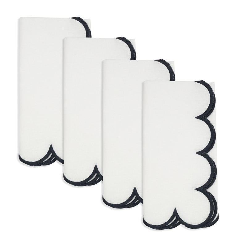 Serviette rectangulaire Paddock 100% coton, Blanc / bleu marine