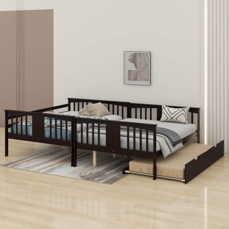 Full Over Full Bunk Bed With Twin Size Trundle And Ladder, Espresso