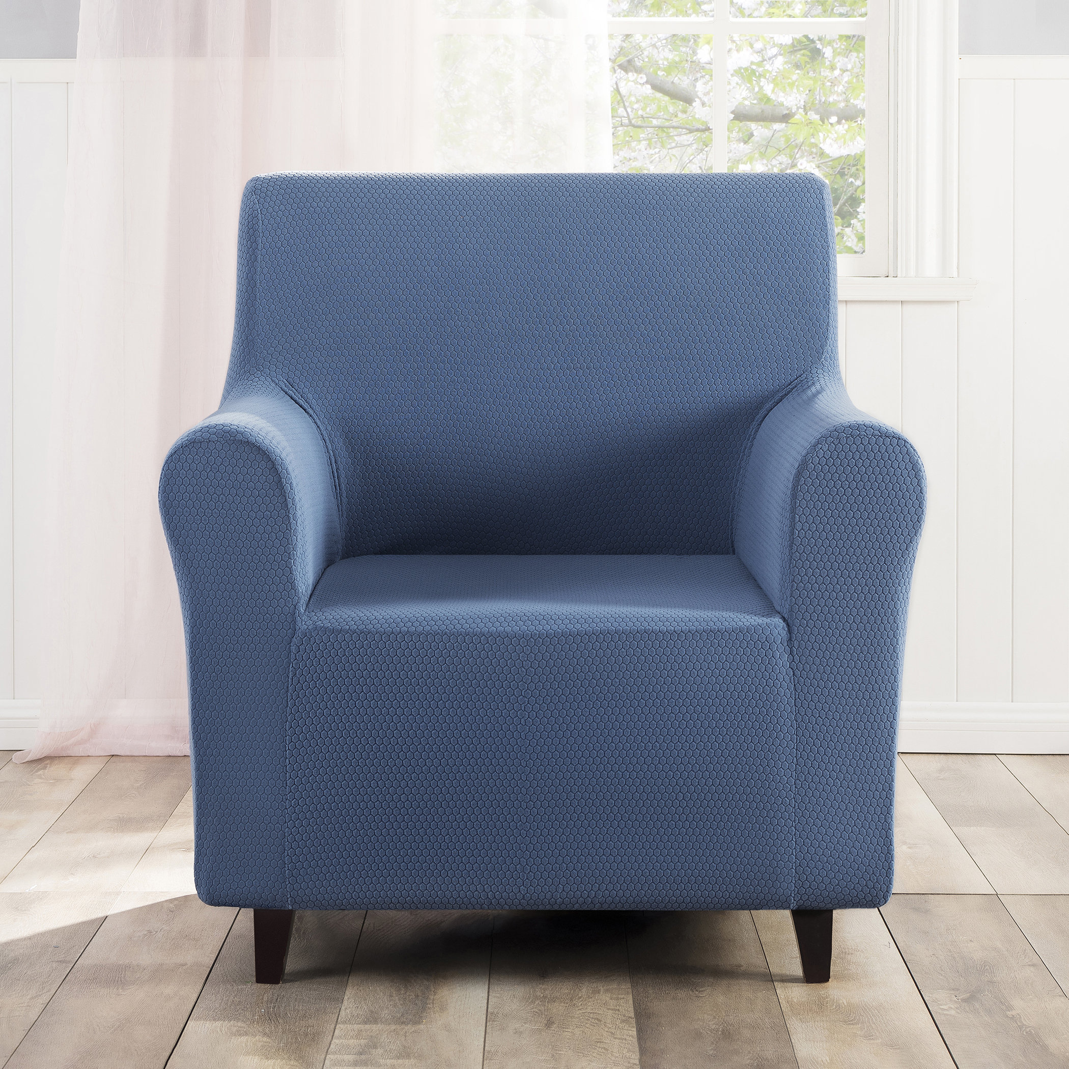 Ebern Designs Lukas Modern Honeycomb Stretch Fit Elastic Arm Chair ...