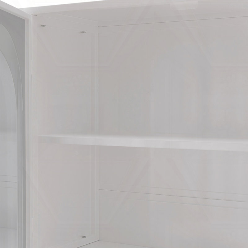 Armoire murale en verre, Doré, Blanc