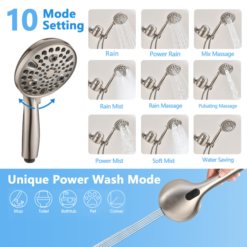 Pomme de douche double avec filtration d'eau, Nickel brossé