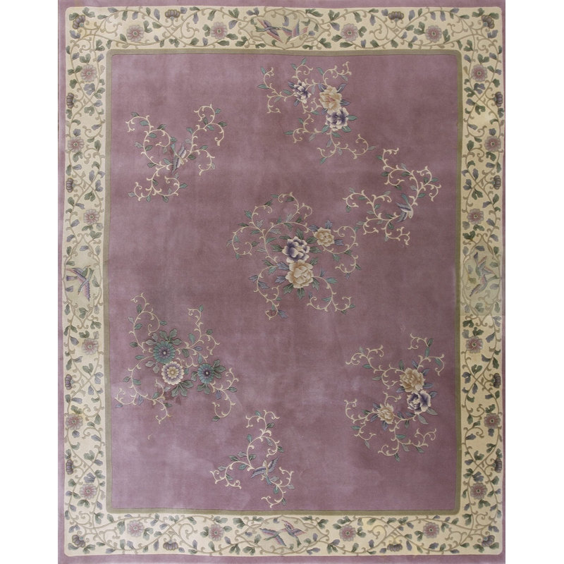 Hand Knotted Wool Area Rug in Purple