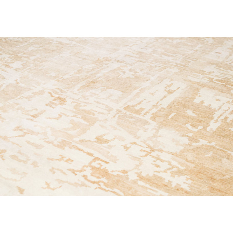 Wool Abstract Area Rug in White