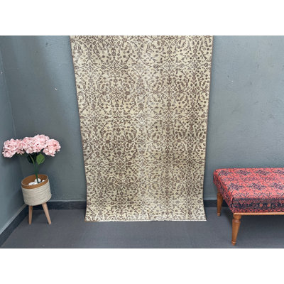 Tapis de style patchwork en laine beige 44,5 x 76 pouces, style classique