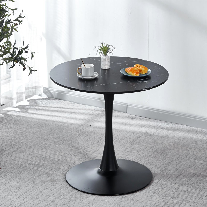 Table de salle à manger Bjarnheiur, Noir, H 29,13 po x l 47,24 po x P 47,24 po, Brun