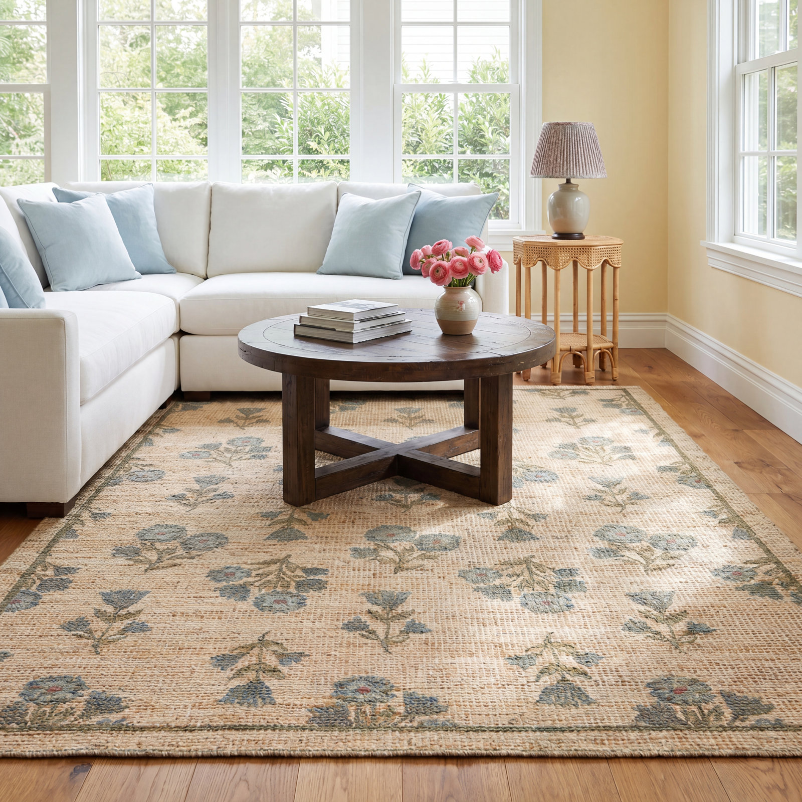 Rue Moss / Blue Area Rug, Rectangle 8'6" x 11'6"