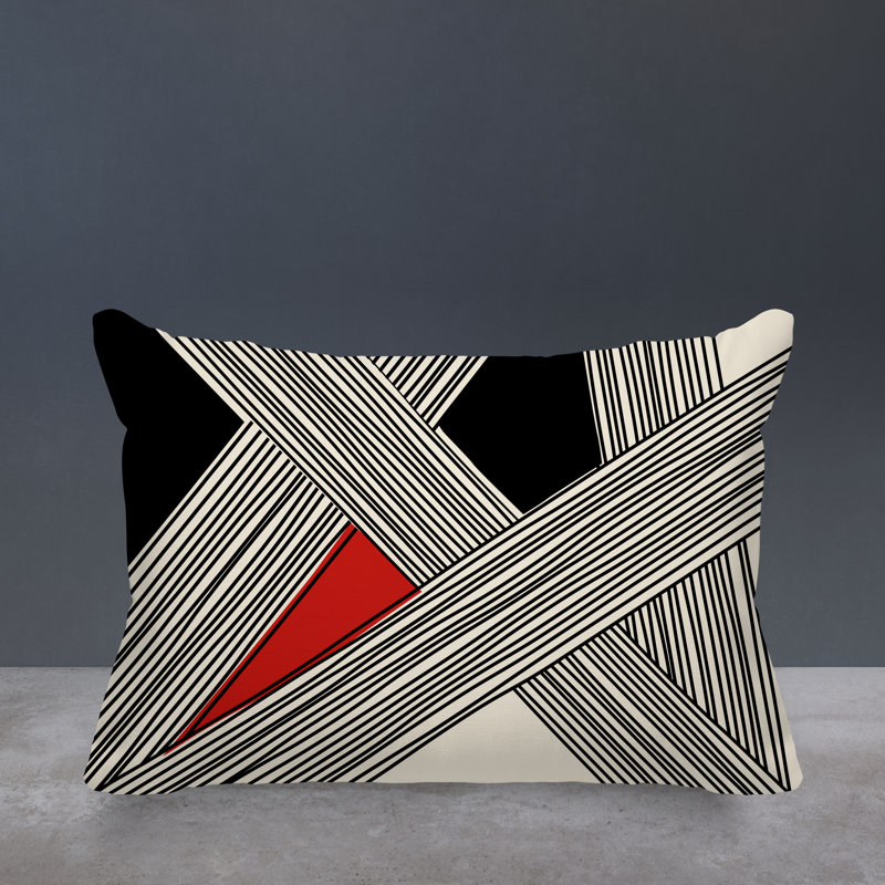 Cassie Abstract Outdoor Reversible Throw Pillow, Red, 14"H x 20"W