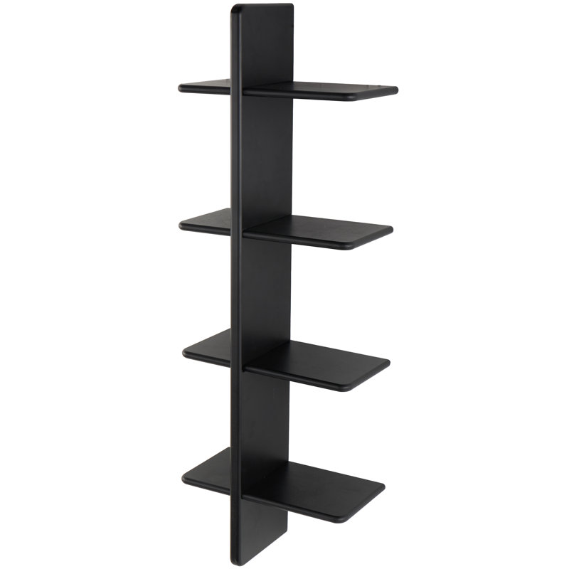Cole And Grey Wood Handmade 8 Shelf Wall Shelf, Black