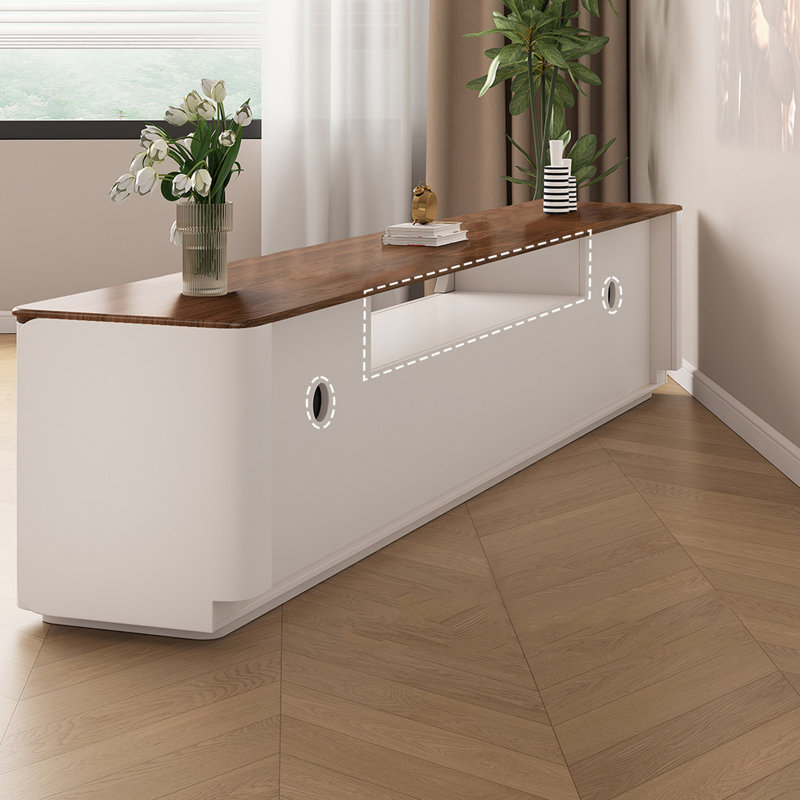 Meuble télé Modern, H 25,6 po x L 70,86 po x l 15,75 po, Crème / brun