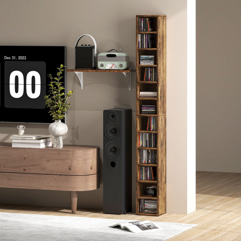 175 cm H Media Shelves, Rustic Brown