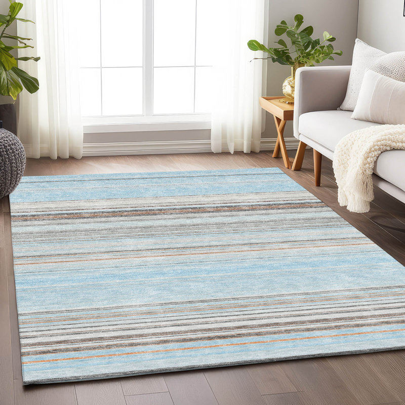 Tapis de qualité supérieure lavable à la machine Prisco Sky, Rectangle 5 pi x 7 pi 6 po