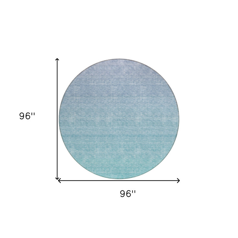 Tapis d'intérieur rond lavable ombre bleu ciel et bleu sarcelle 8 pi HomeRoots