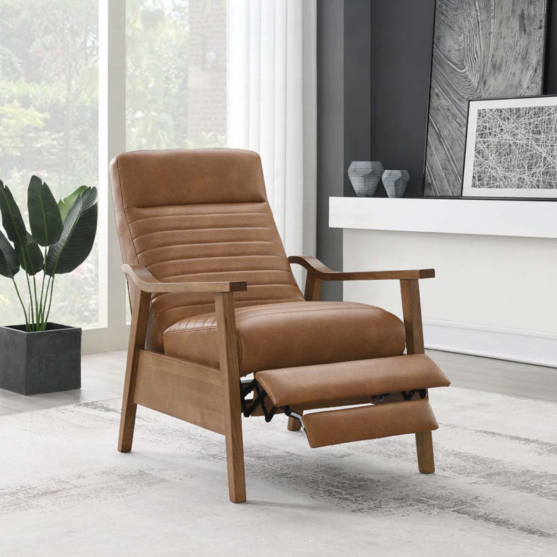 Fauteuil inclinable à accoudoirs en bois, Marron clair