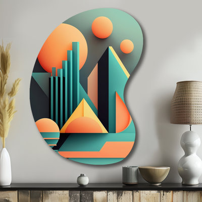 Graphic Retro Compositions II - Modern Geometric Boom Shape - Assymterical Metal Wall Art