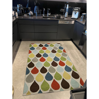 Tapis décoratif moderne multicolore à motif goutte d'eau