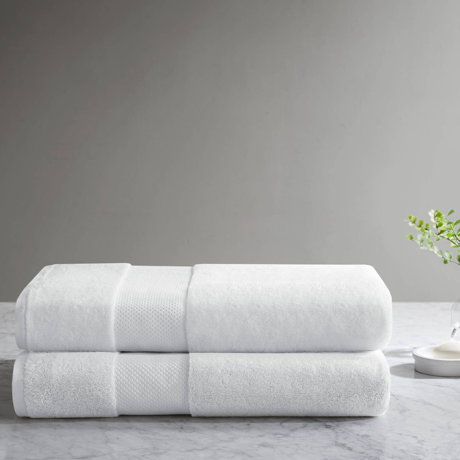 Turkish Cotton Quick-Dry Towel Set, White, Bath Sheets - 2 Pack