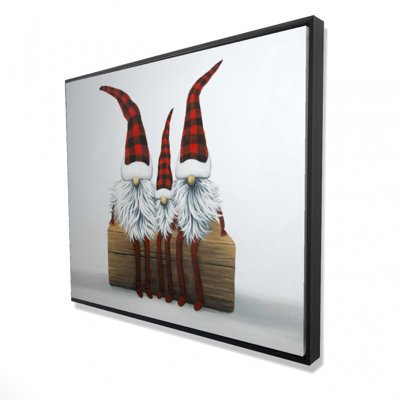Three Christmas Gnomes Print On Canvas