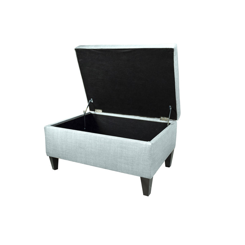 Repose-pieds de rangement rectangulaire en velours de 22 po de large Zaylee, Bleu pâle