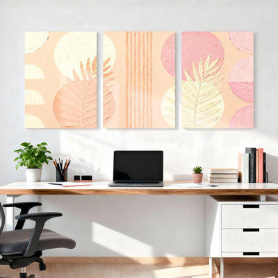 Feuille tropicale et art abstrait sur toile, motif bohème moderne (ensemble de 3)