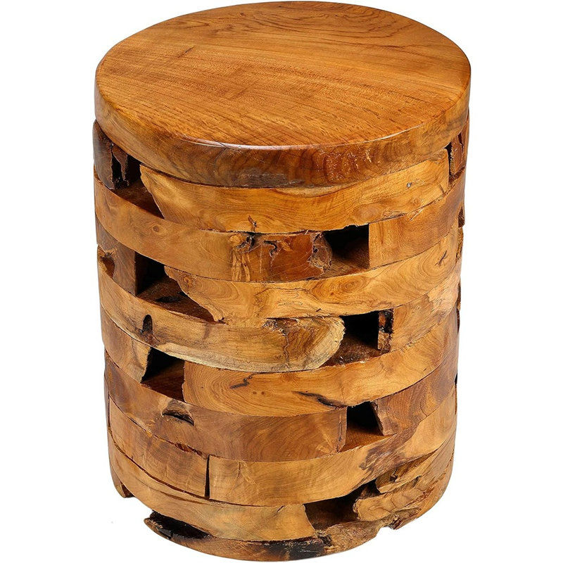 Table d'appoint Stonehenge Artisan en bois de teck massif, naturel